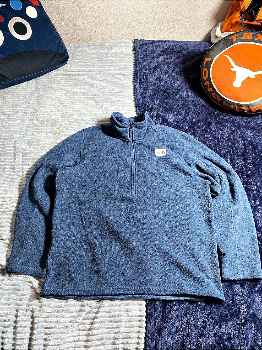 The North Face Men's Heritage Patch 1/4 Zip Blue Fleece XL